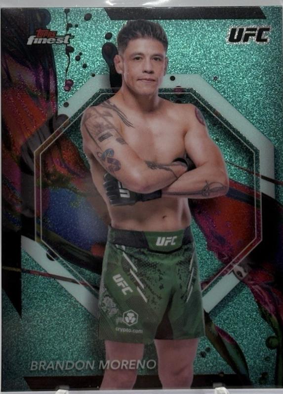 Brandon Moreno 2024 Topps Finest UFC Base Common #56 Aqua Glitter Refractor