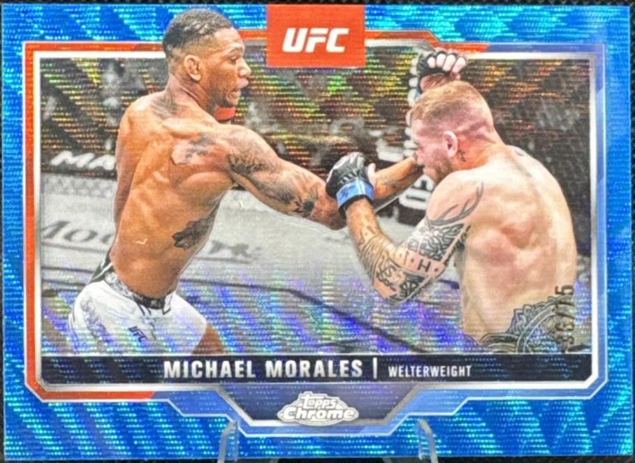 Michael Morales 2025 Topps Chrome UFC Base #127 Blue Wave Refractor