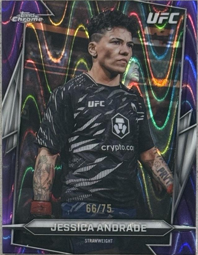 Jessica Andrade 2026 Topps Chrome UFC Base #138 Purple Ray Wave Refractor