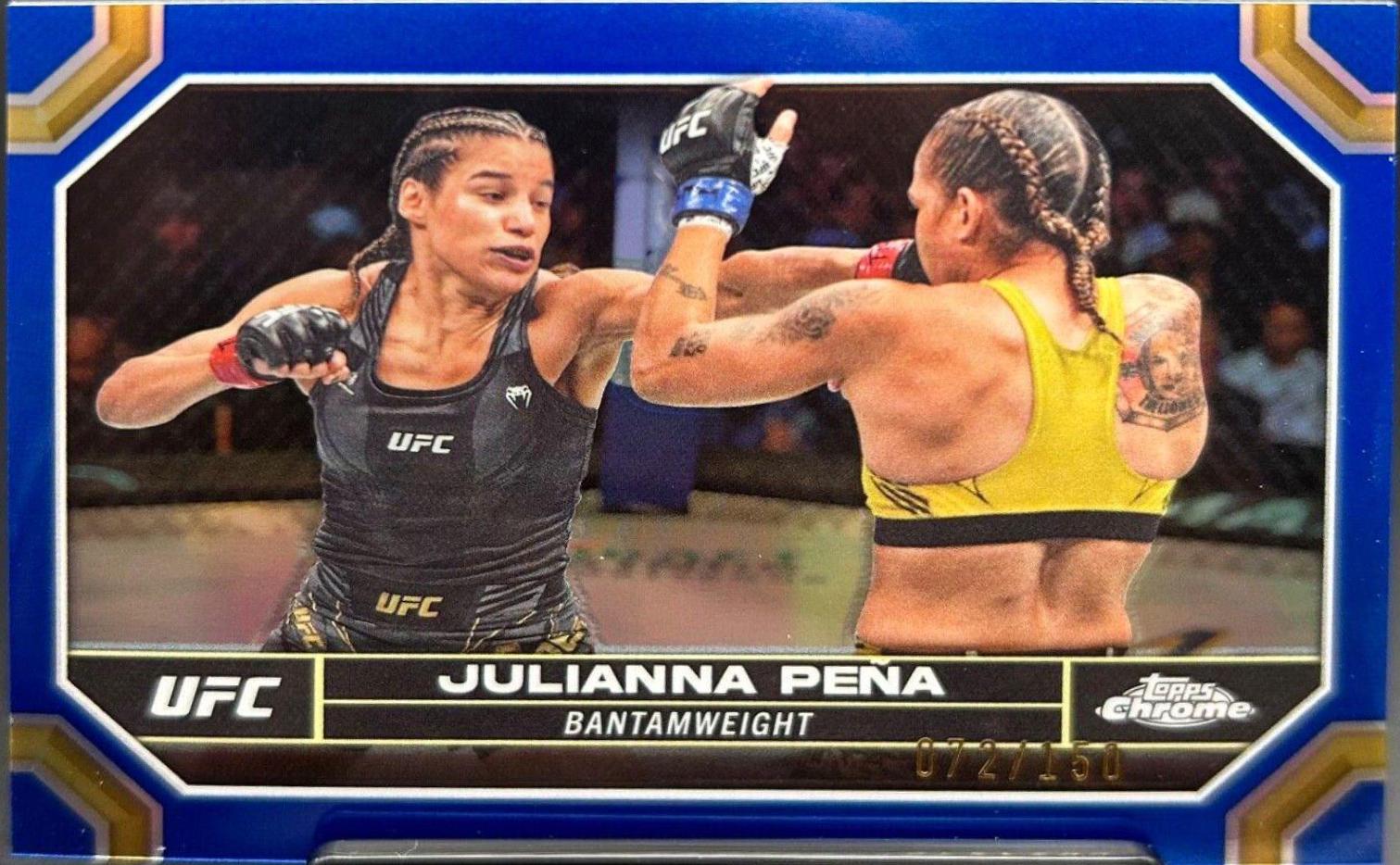 Julianna Peña 2024 Topps Chrome UFC Base #102 Blue Refractor