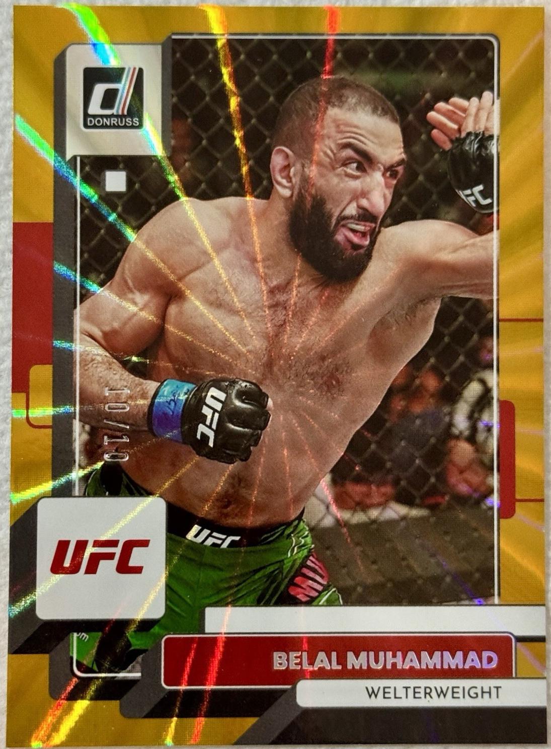 Belal Muhammad 2023 Panini Donruss UFC Base #28 Gold Laser