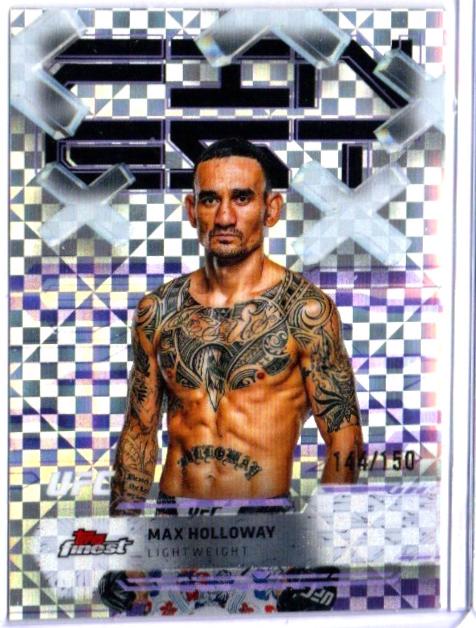 Max Holloway 2025 Topps Finest UFC Base Common #45 Purple Checkerboard Refractor