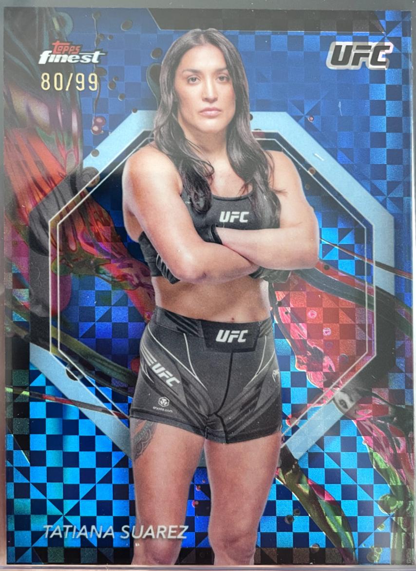 Tatiana Suarez 2024 Topps Finest UFC Base Common #39 Blue Checkerboard Refractor