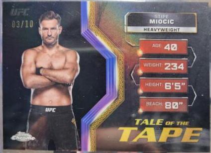Stipe Miocic 2024 Topps Chrome UFC Tale of the Tape #TFT-24 Black Refractor