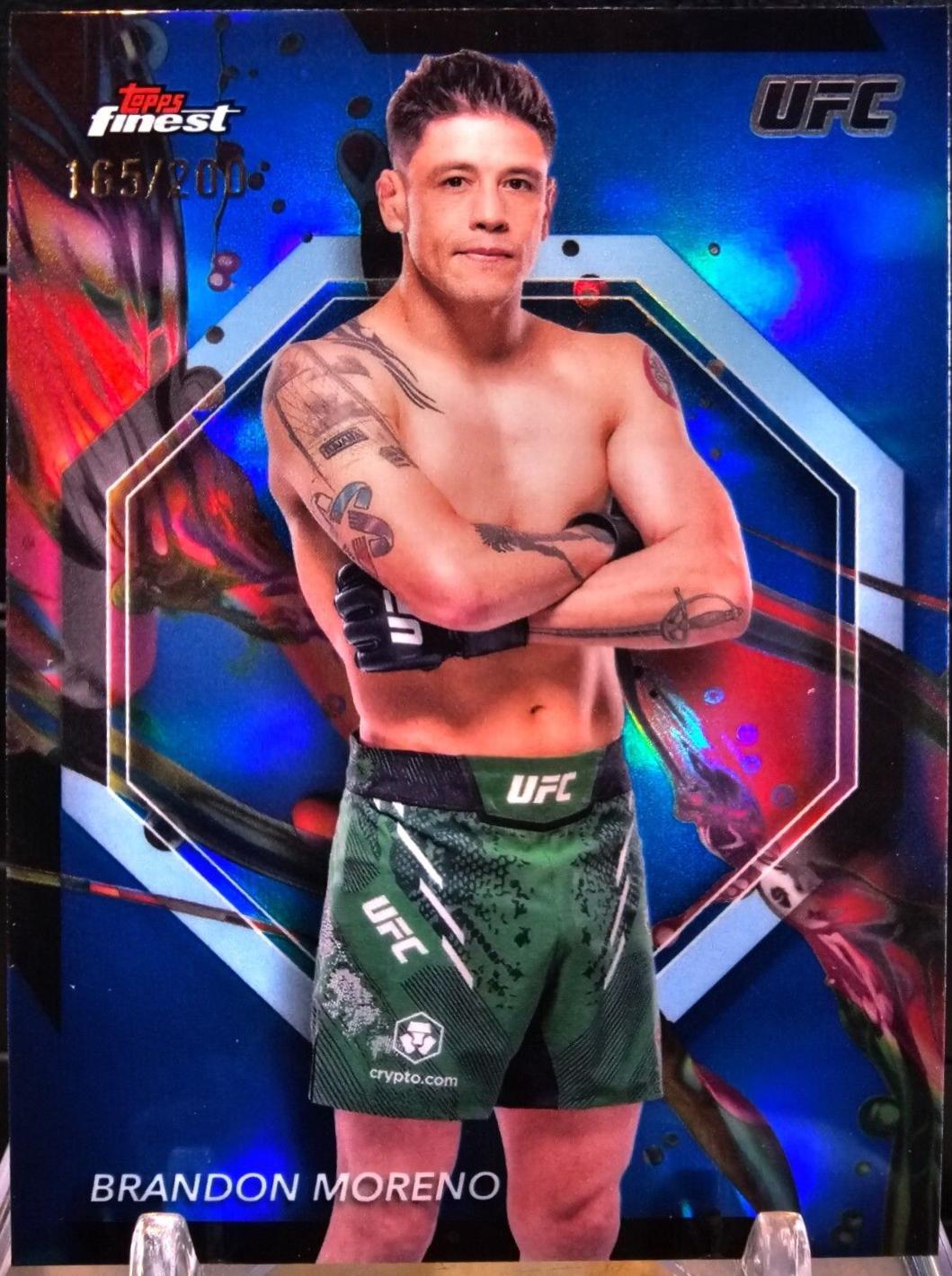 Brandon Moreno 2024 Topps Finest UFC Base Common #56 Blue Refractor