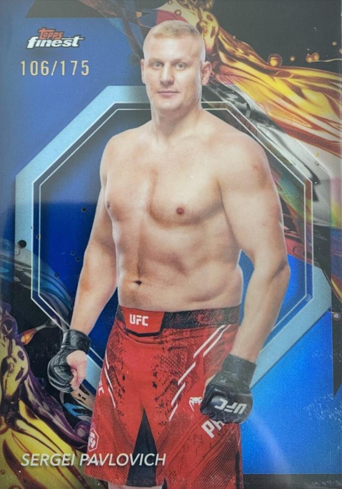 Sergei Pavlovich 2024 Topps Finest UFC Base Uncommon #172 Blue Refractor