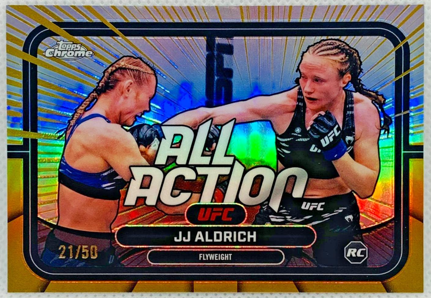 JJ Aldrich 2026 Topps Chrome UFC All-Action #AA-43 Gold Refractor