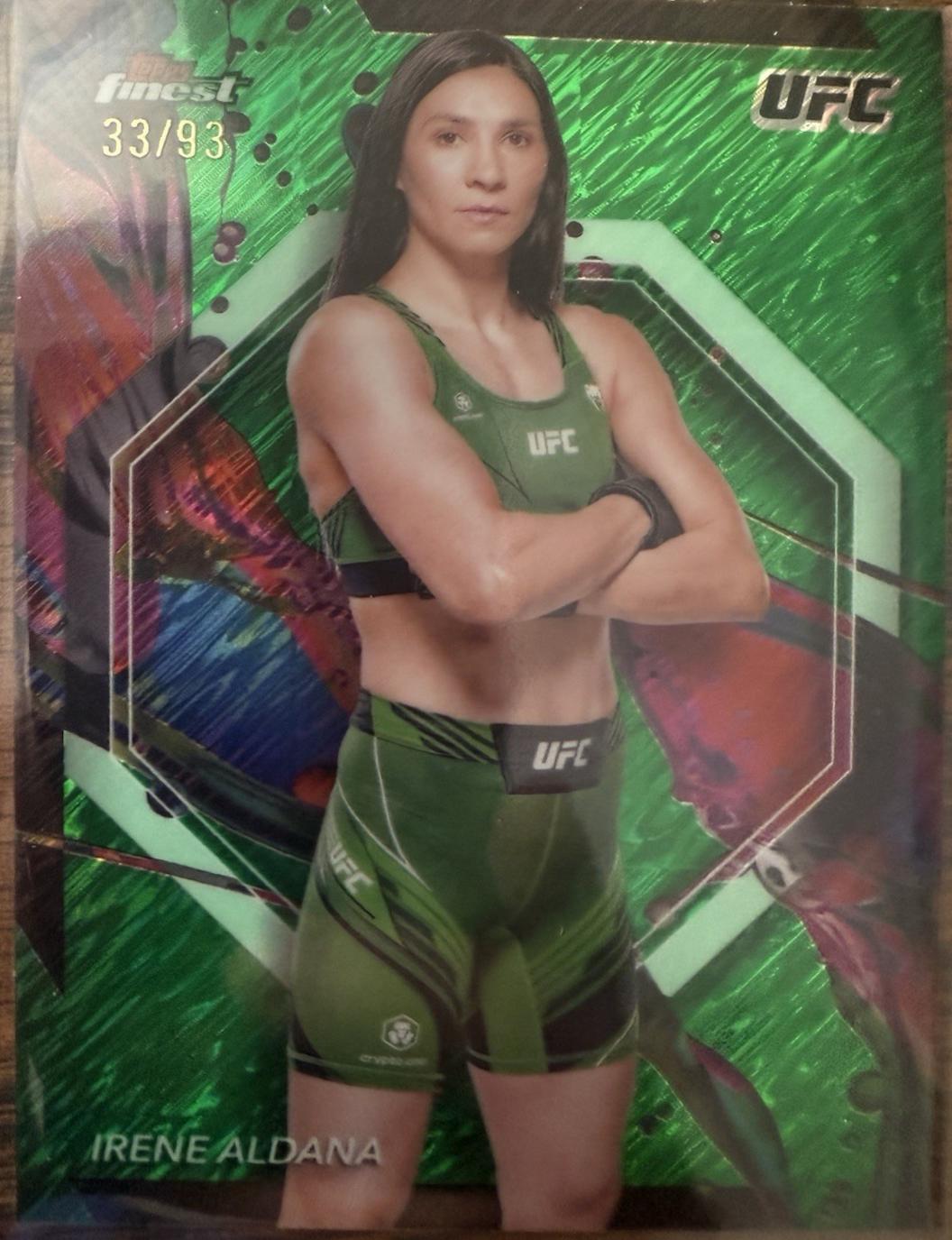 Irene Aldana 2024 Topps Finest UFC Base Common #64 Green Shimmer Refractor