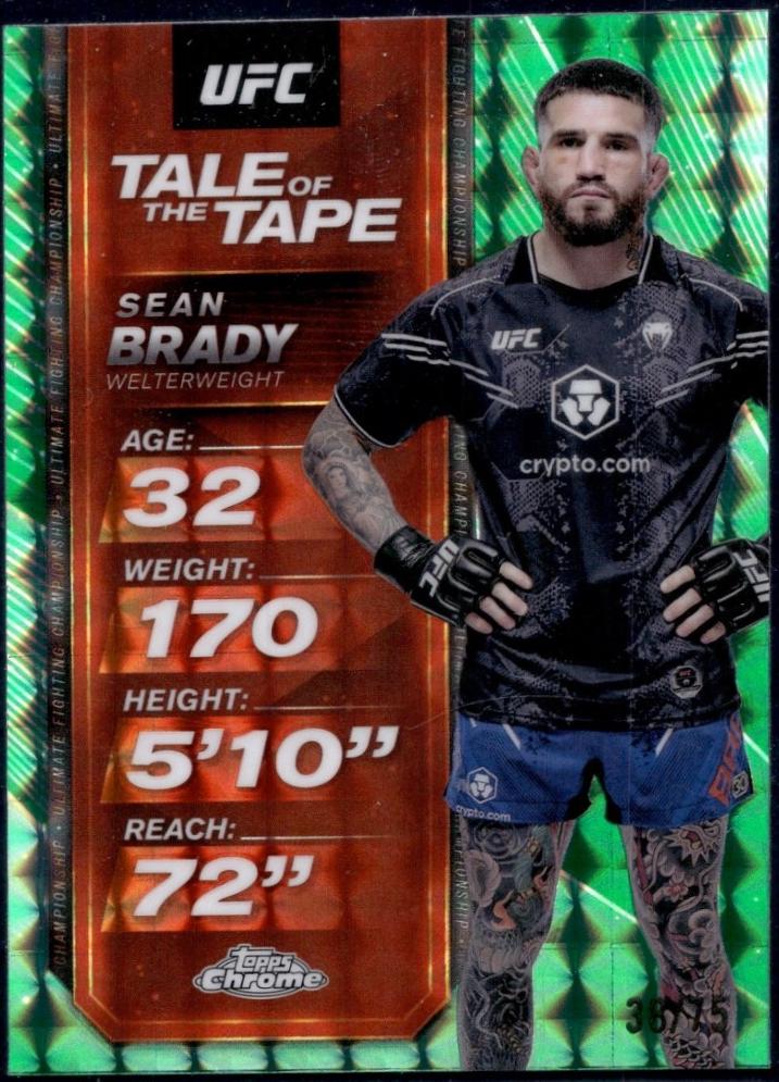 Sean Brady 2025 Topps Chrome UFC Tale of the Tape #TTT-18 Geometric Green Refractor
