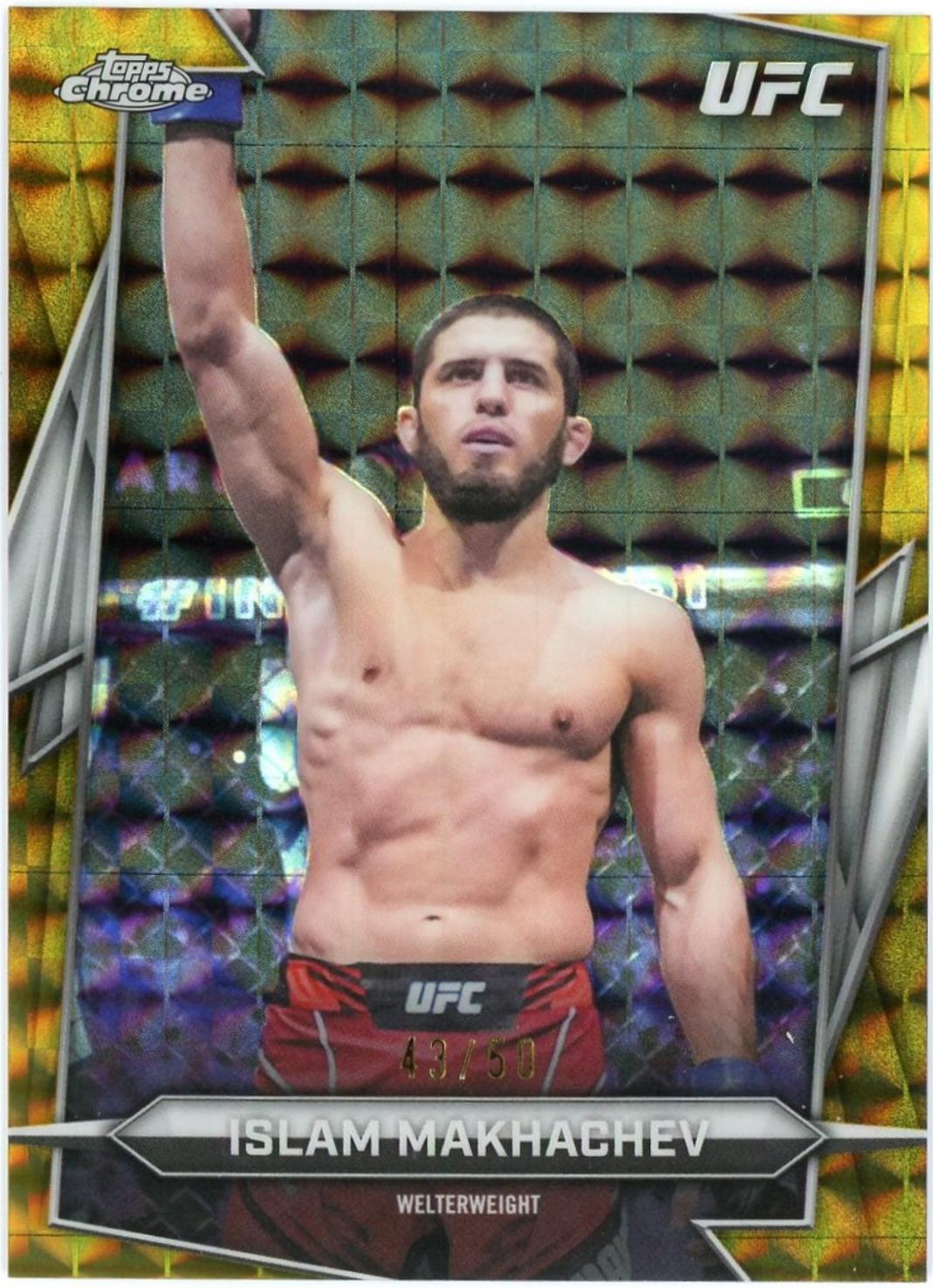 Islam Makhachev 2026 Topps Chrome UFC Base #47 Gold Geometric Refractor