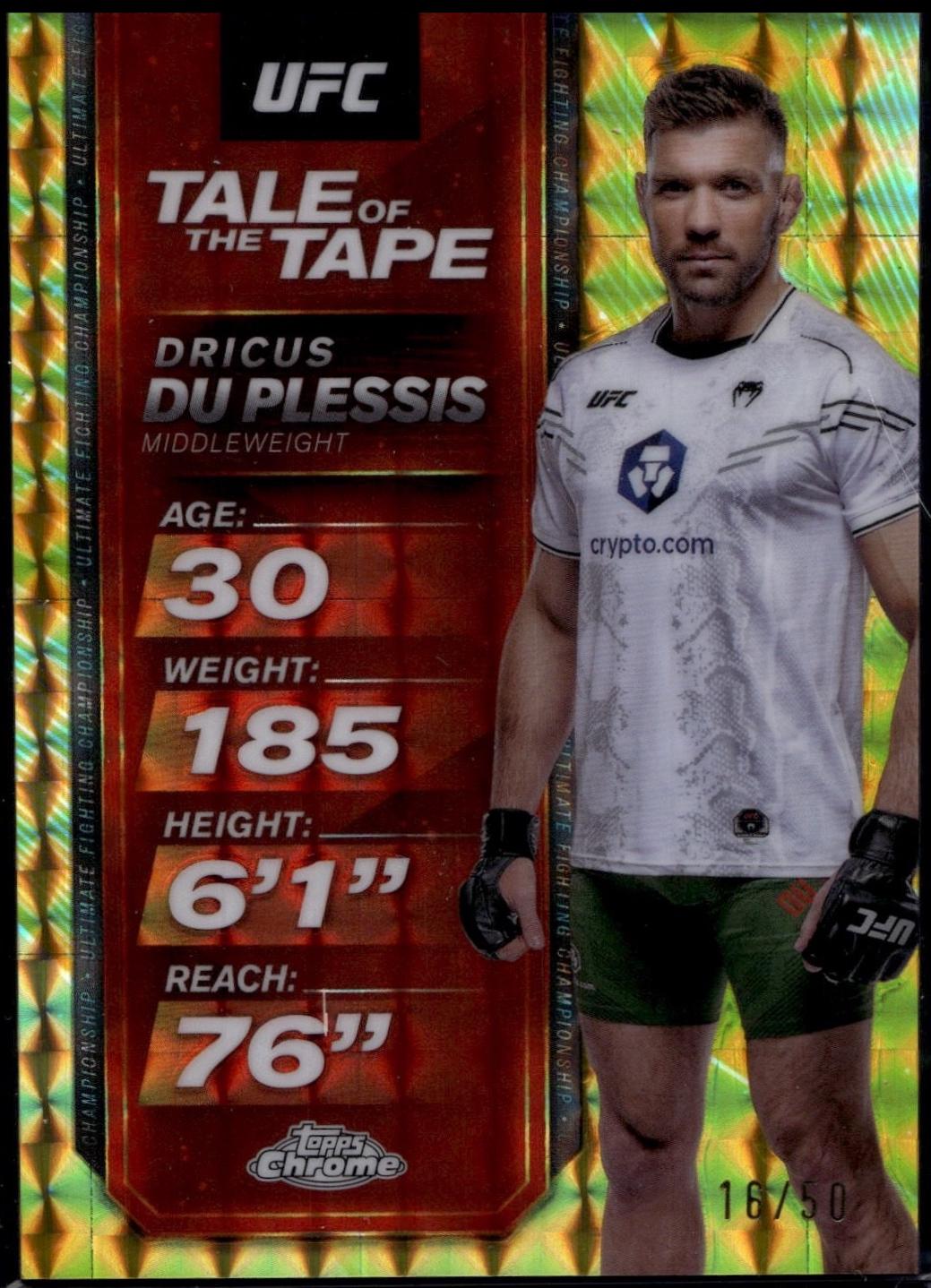 Dricus Du Plessis 2025 Topps Chrome UFC Tale of the Tape #TTT-6 Geometric Gold Refractor