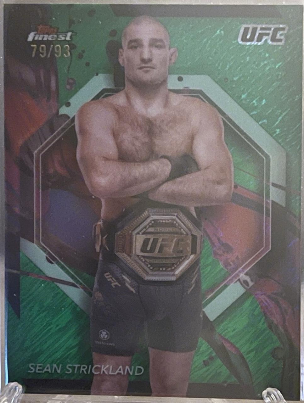Sean Strickland 2024 Topps Finest UFC Base Common #45 Green Shimmer Refractor