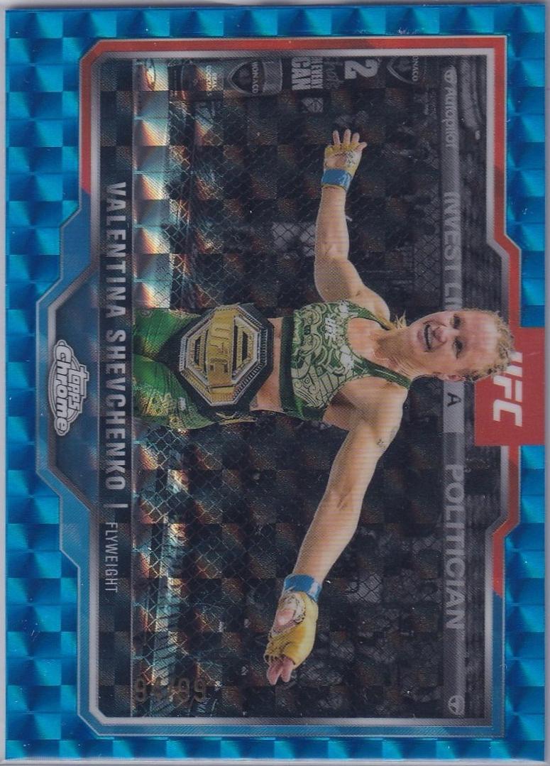 Valentina Shevchenko 2025 Topps Chrome UFC Base #166 Blue Geometric Refractor