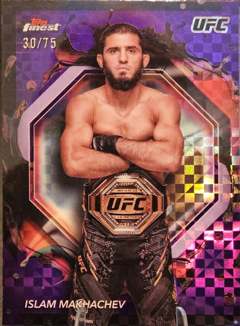 Islam Makhachev 2024 Topps Finest UFC Base Rare #293 Purple Checkerboard Refractor