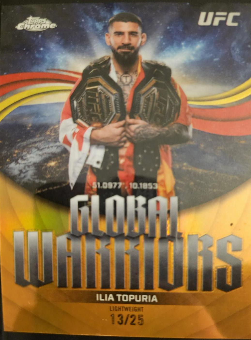 Ilia Topuria 2026 Topps Chrome UFC Global Warriors #GW-21 Orange Refractor