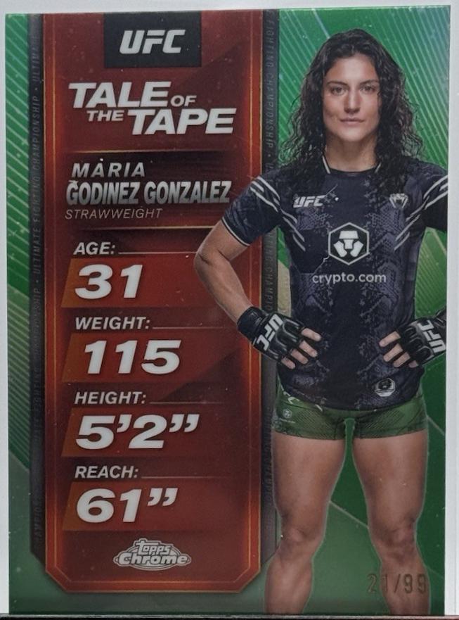 Maria Godinez Gonzalez 2025 Topps Chrome UFC Tale of the Tape #TTT-28 Green Refractor