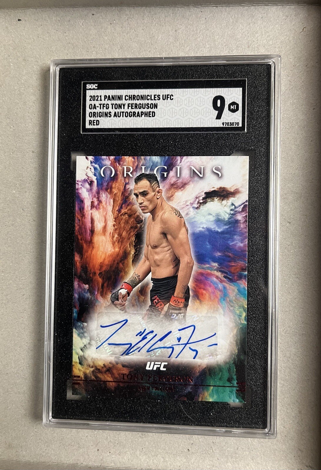 Tony Ferguson 2021 Panini Chronicles UFC Origins Autographs #10 Red