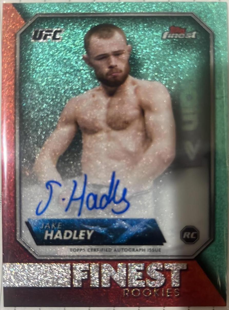 Jake Hadley 2024 Topps Finest UFC Rookie Finest Autographs #RFA-JH Aqua Glitter Refractor