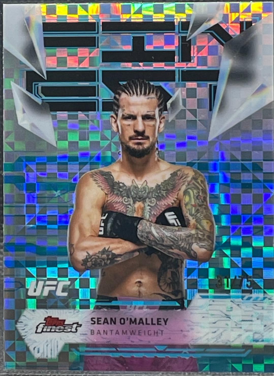 Sean O'Malley 2025 Topps Finest UFC Base Uncommon #123 Blue Checkerboard Refractor