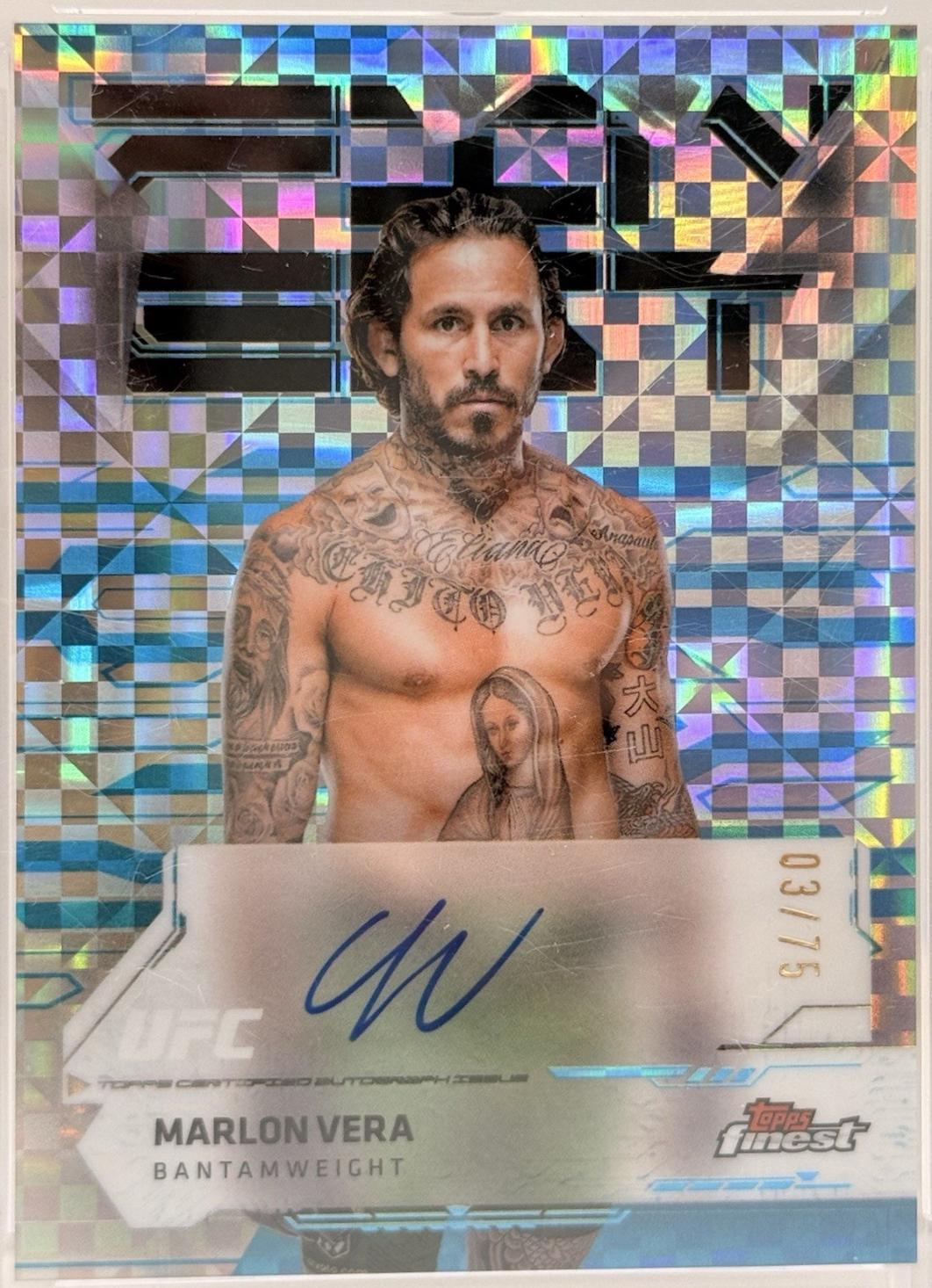 Marlon Vera 2025 Topps Finest UFC Finest Autographs #FA-MV Blue Checkerboard Refractor