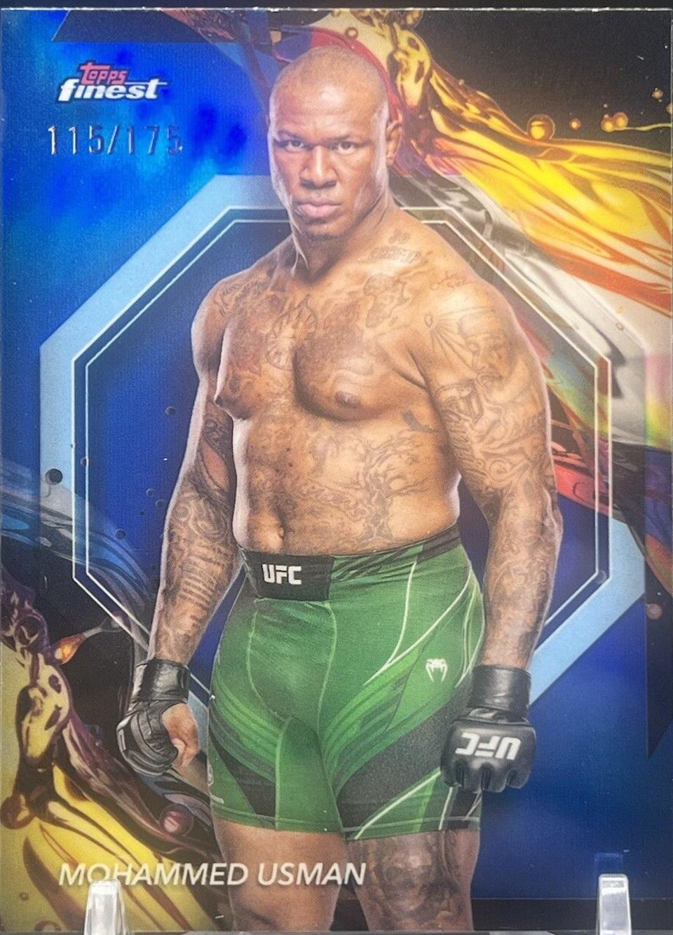 Mohammed Usman 2024 Topps Finest UFC Base Uncommon #119 Blue Refractor