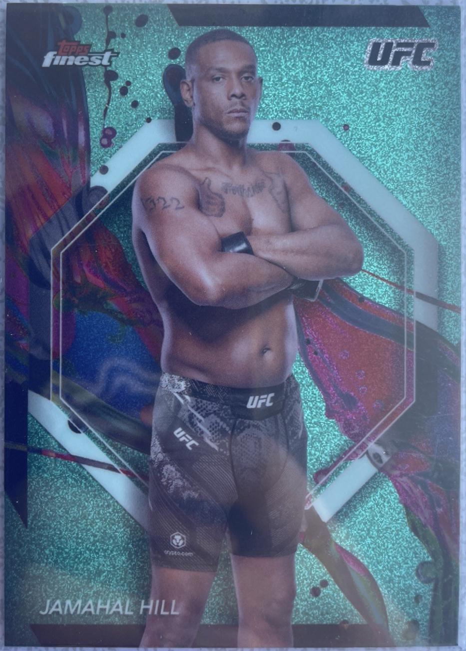 Jamahal Hill 2024 Topps Finest UFC Base Common #36 Aqua Glitter Refractor