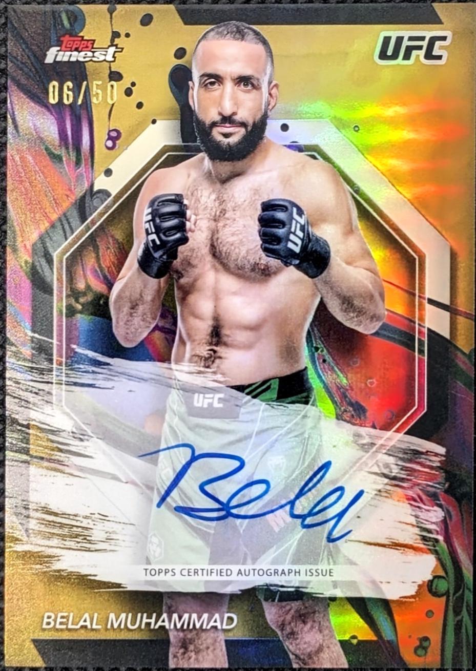 Belal Muhammad 2024 Topps Finest UFC Finest Autographs #FA-BMD Gold Refractor