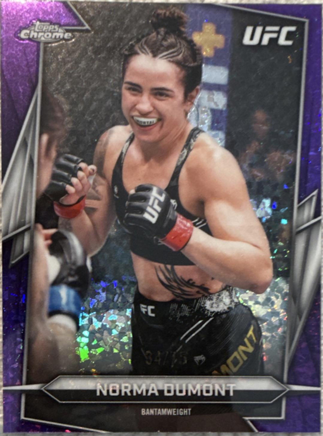 Norma Dumont 2026 Topps Chrome UFC Base #68 Purple Ray Wave Refractor