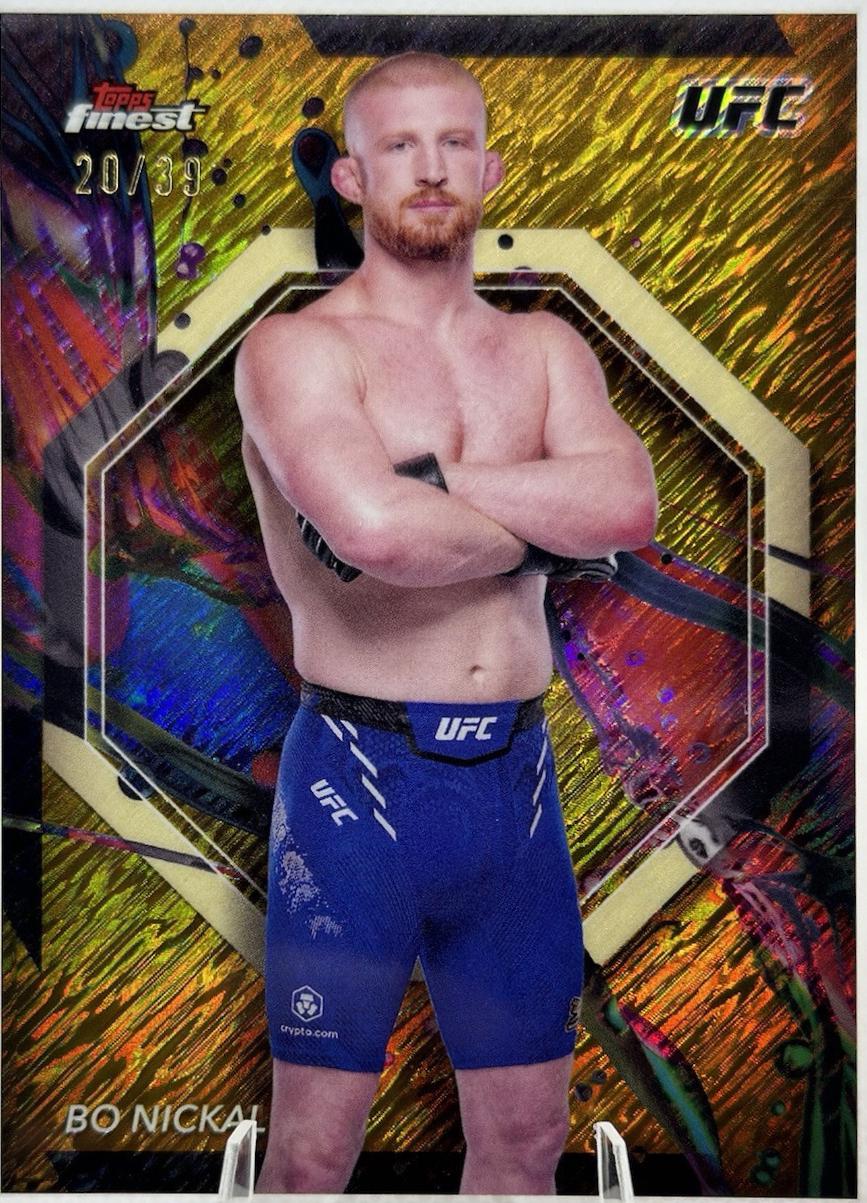 Bo Nickal 2024 Topps Finest UFC Base Common #95 Gold Shimmer Refractor