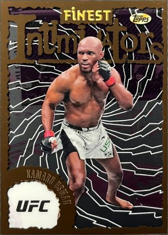 Kamaru Usman 2024 Topps Finest UFC Intimidators #INT-12 Tangerine Glitter Refractor