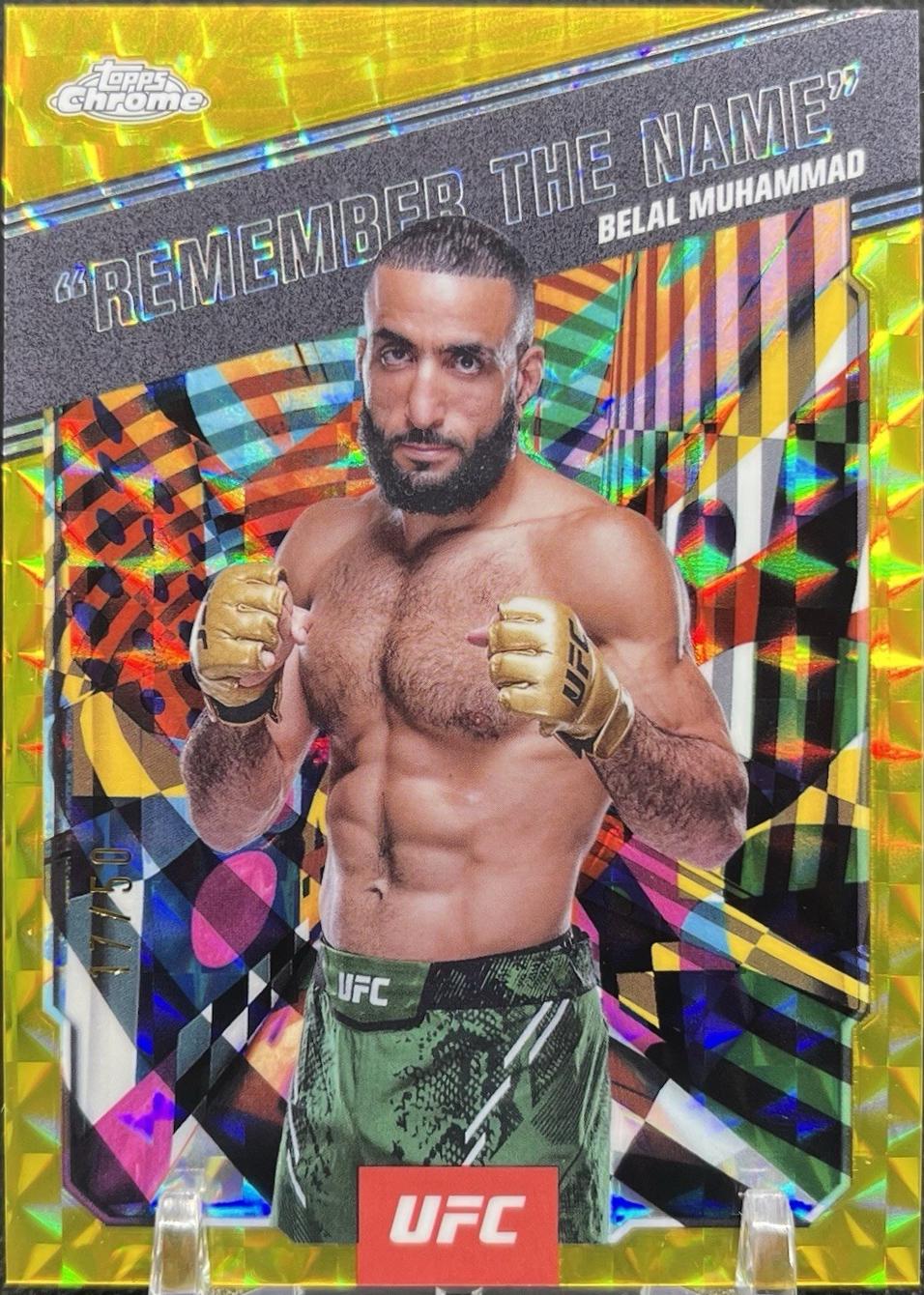Belal Muhammad 2025 Topps Chrome UFC AKA #AKA-1 Geometric Gold Refractor
