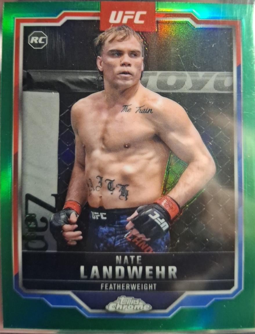 Nate Landwehr 2025 Topps Chrome UFC Base #85 Green Refractor