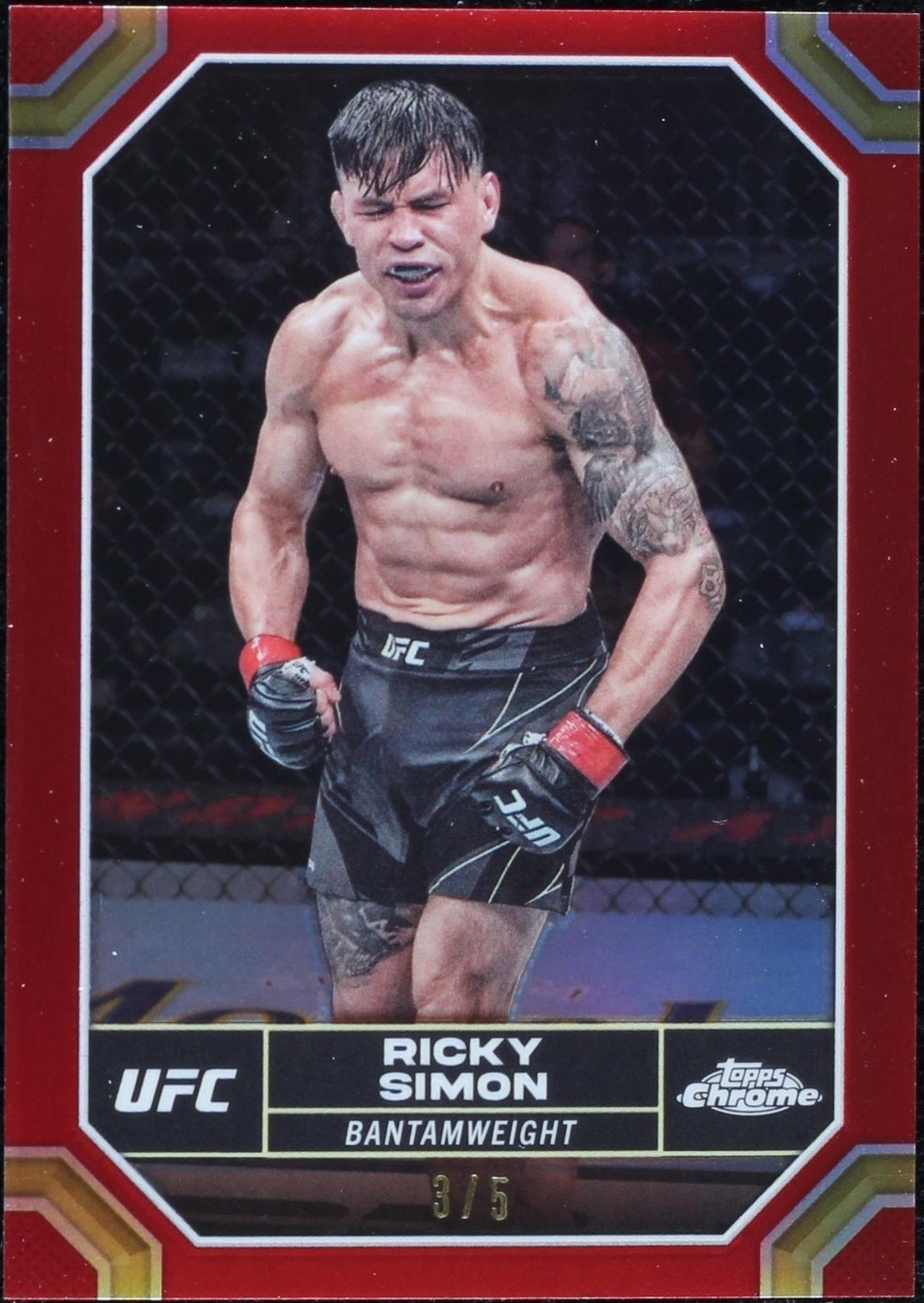 Ricky Simon 2024 Topps Chrome UFC Base #163 Red Refractor