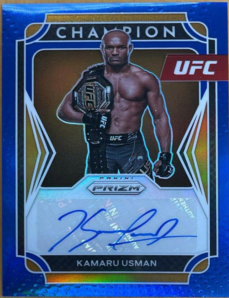 Kamaru Usman 2022 Panini Prizm UFC Champion Signatures #7 Blue