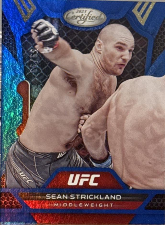 Sean Strickland 2023 Panini Chronicles UFC Base Certified #239 Blue