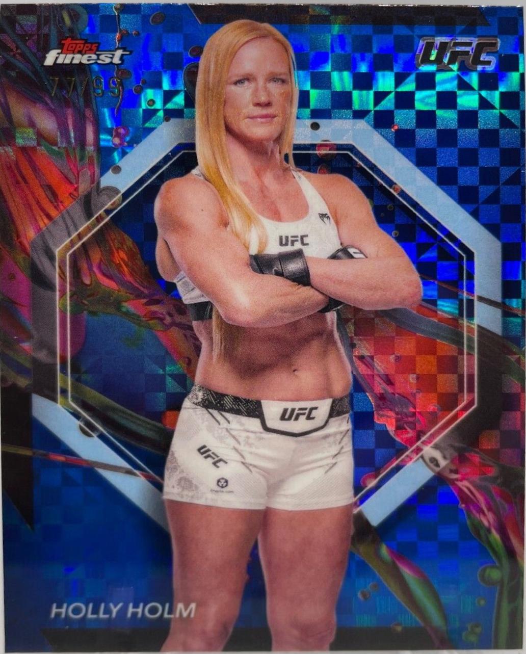 Holly Holm 2024 Topps Finest UFC Base Common #94 Blue Checkerboard Refractor