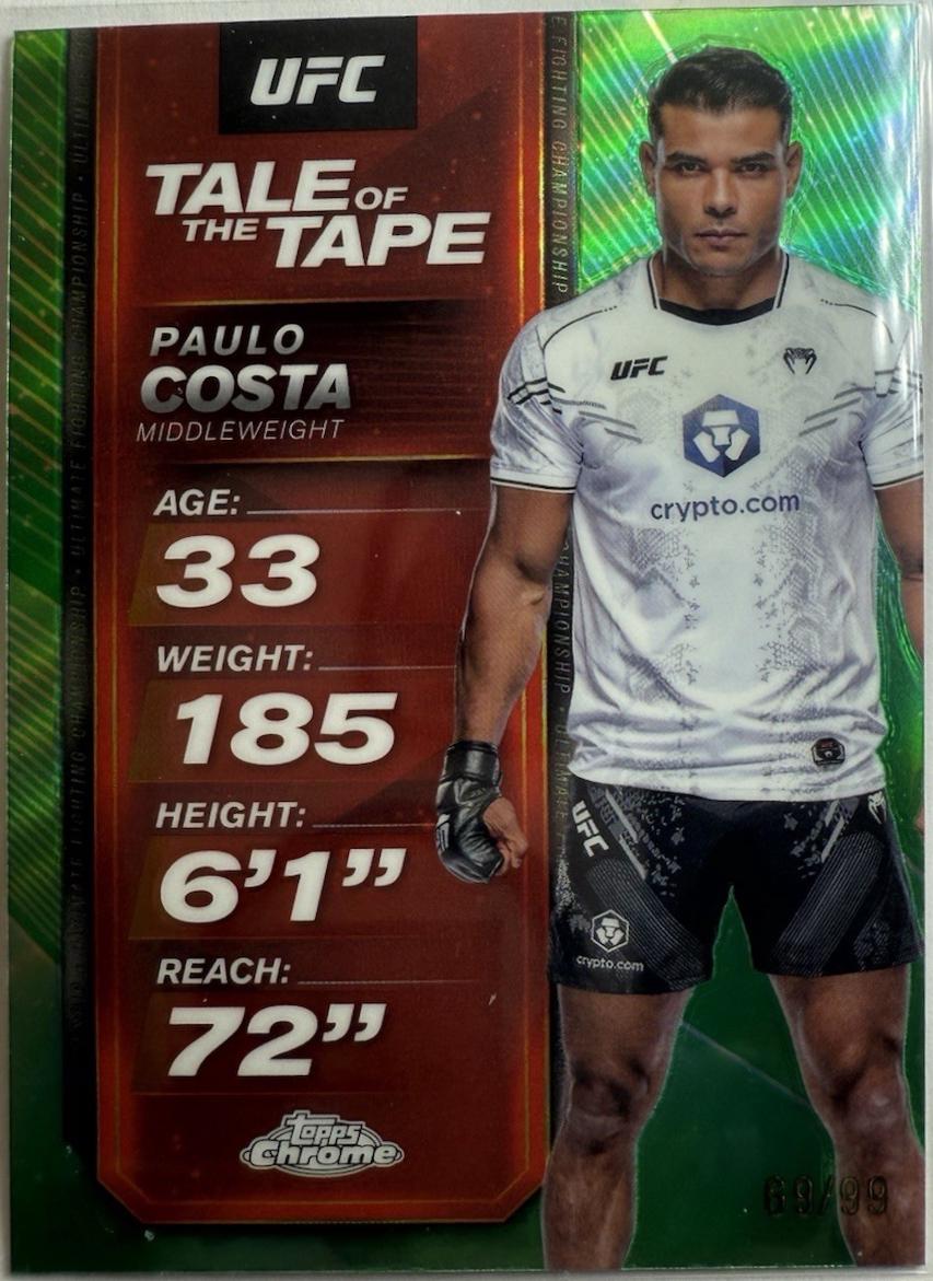 Paulo Costa 2025 Topps Chrome UFC Tale of the Tape #TTT-3 Geometric Aqua Refractor