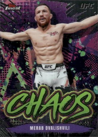 Merab Dvalishvili 2024 Topps Finest UFC Chaos #CHA-9 Yellow Glitter Refractor