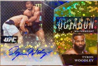 Tyron Woodley 2021 Panini Select UFC Octagon Action Signatures #9 Gold Prizms