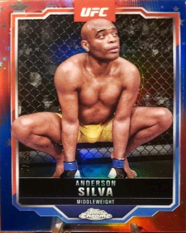Anderson Silva 2025 Topps Chrome UFC Base #44 Red White Blue Refractor