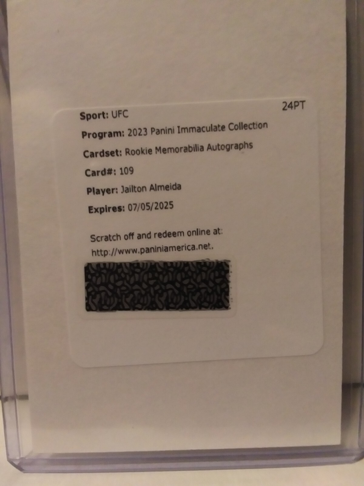 Jailton Almeida 2023 Panini Immaculate Collection UFC Rookie Memorabilia Autographs #109