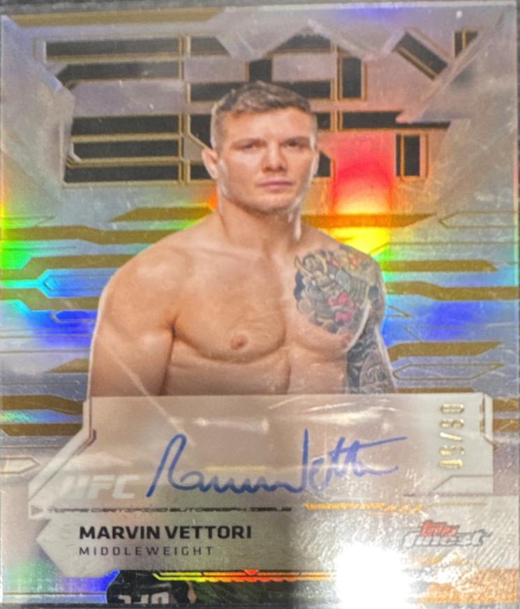 Marvin Vettori 2025 Topps Finest UFC Finest Autographs #FA-MI Gold Refractor