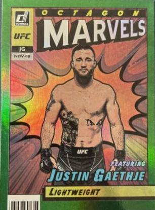 Justin Gaethje 2022 Panini Donruss UFC Octagon Marvels #15 Green