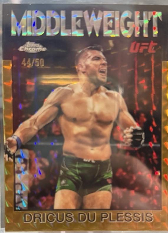 Dricus Du Plessis 2026 Topps Chrome UFC 1986 Topps #86-8 Gold Geometric Refractor