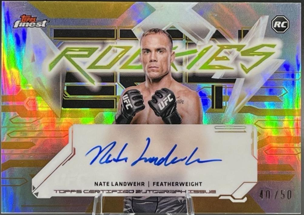 Nate Landwehr 2025 Topps Finest UFC Finest Rookie Autographs #FRA-NL Gold Refractor