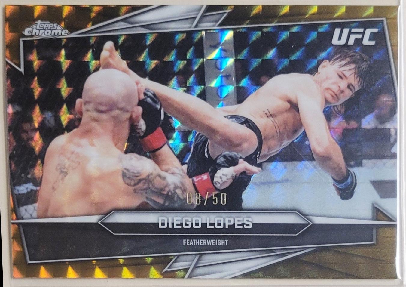 Diego Lopes 2026 Topps Chrome UFC Base #128 Gold Geometric Refractor