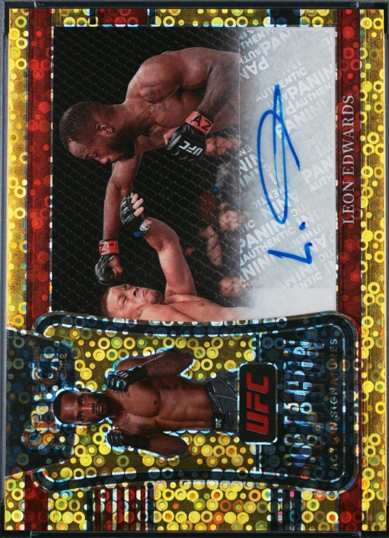 Leon Edwards 2022 Panini Select UFC Octagon Action Signatures #15 Gold Disco