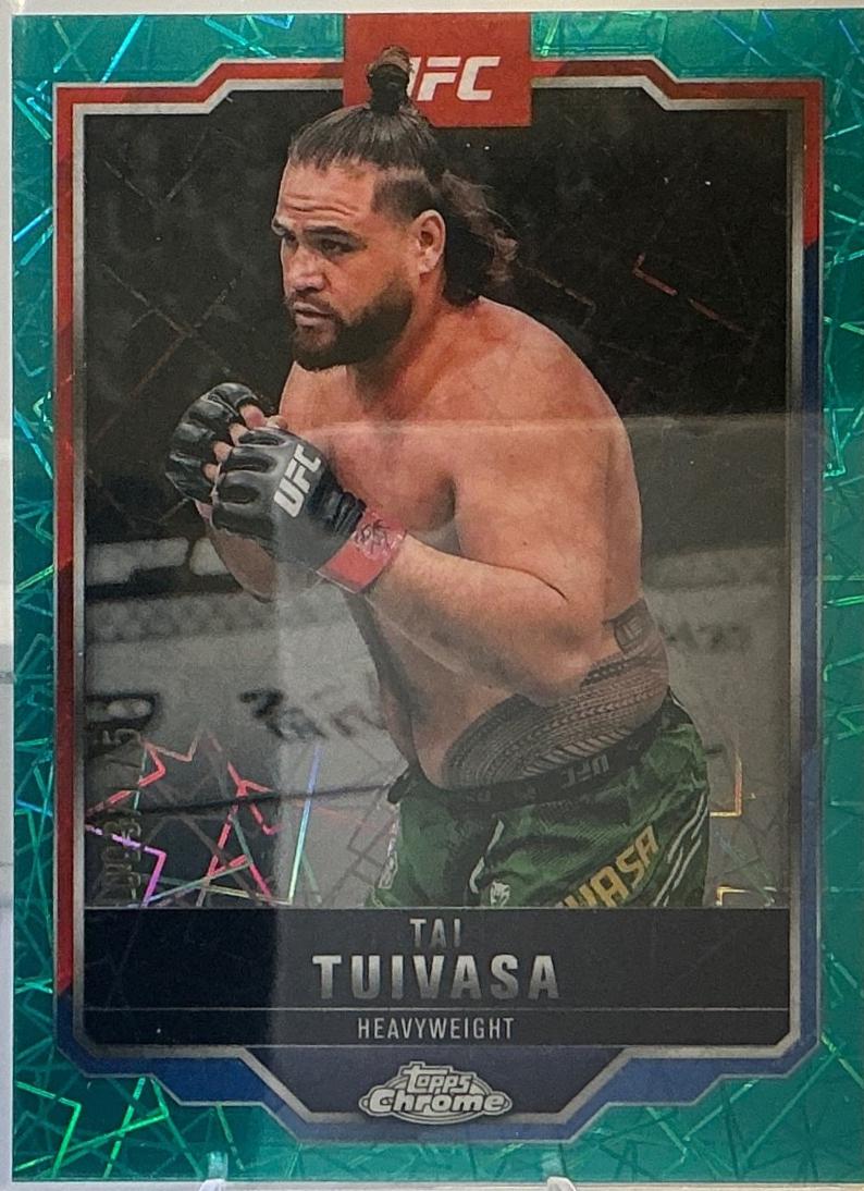 Tai Tuivasa 2025 Topps Chrome UFC Base #53 Teal Lazer Refractor
