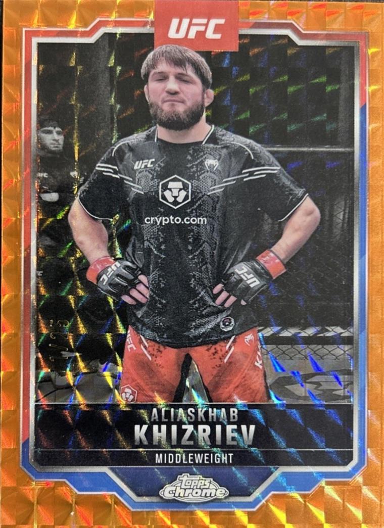 Aliaskhab Khizriev 2025 Topps Chrome UFC Base #196 Orange Geometric Refractor
