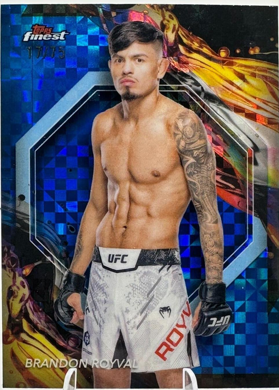 Brandon Royval 2024 Topps Finest UFC Base Uncommon #161 Blue Checkerboard Refractor